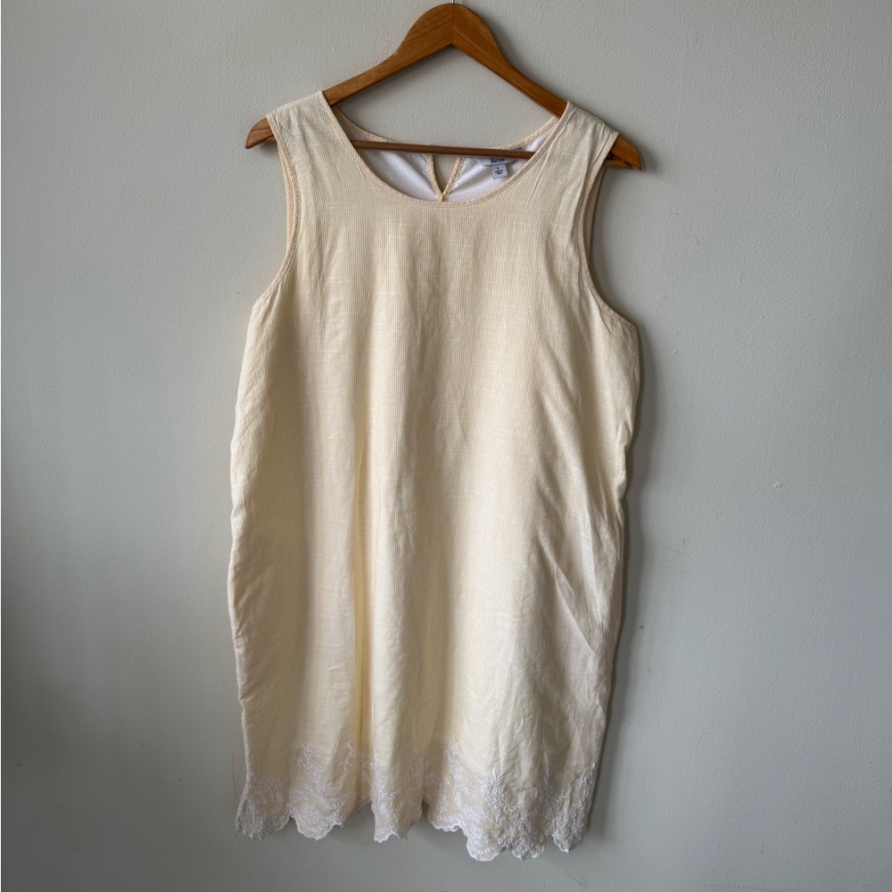 croft & barrow Yellow Striped Sleeveless Eyelet Dress - Picture 7 of 8